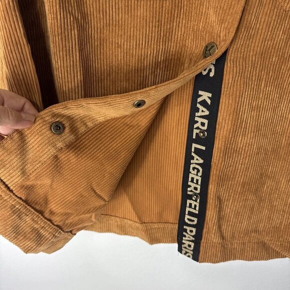 Karl Lagerfeld Paris Women's M Snap Corduroy Shacket Roasted Pecan NWT - Picture 8 of 15